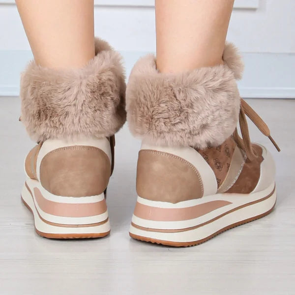 Kim - Fur-Trim Lace-Up Sneaker Boots