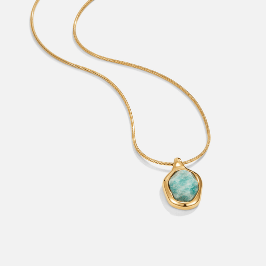 Alice - Gold Aquamarine Pendant Necklace