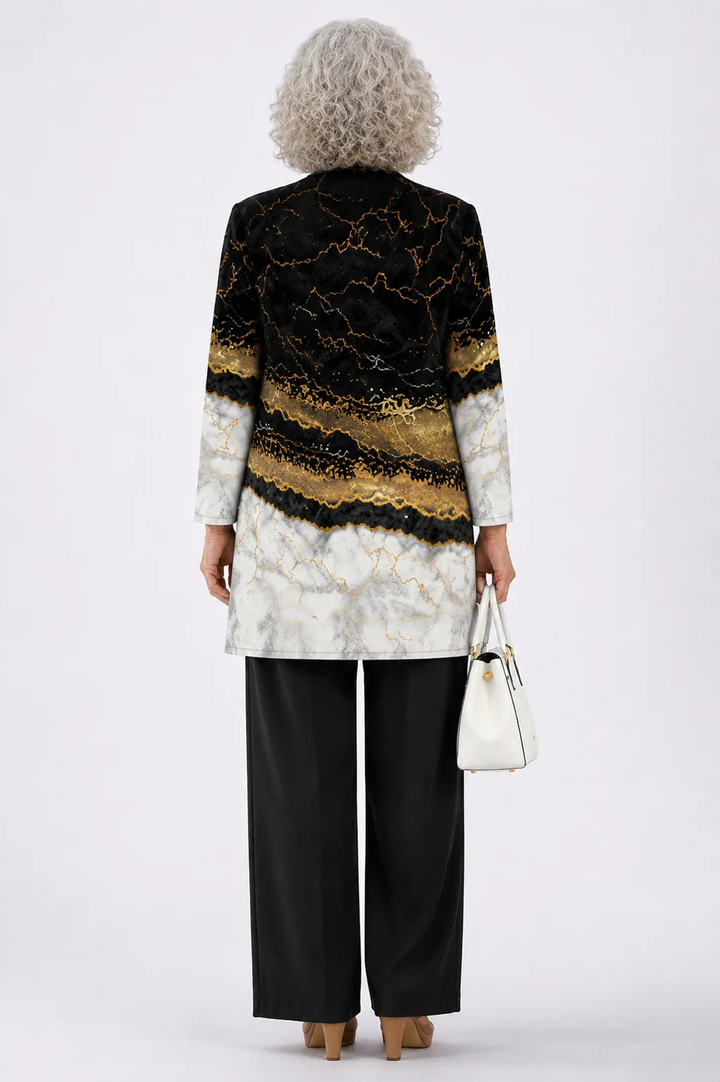 Yvonne - Gold-Marble Three-Piece Pant Set