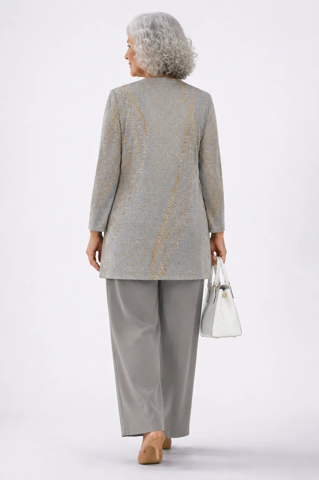 Phyllis - Gold-Swirl Three-Piece Pant Set
