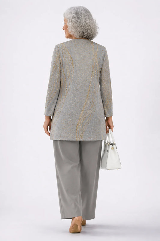 Phyllis - Gold-Swirl Three-Piece Pant Set