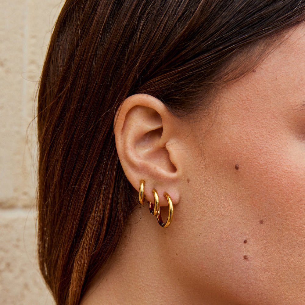Emma - Set of Three Mini Gold Hoop Earrings