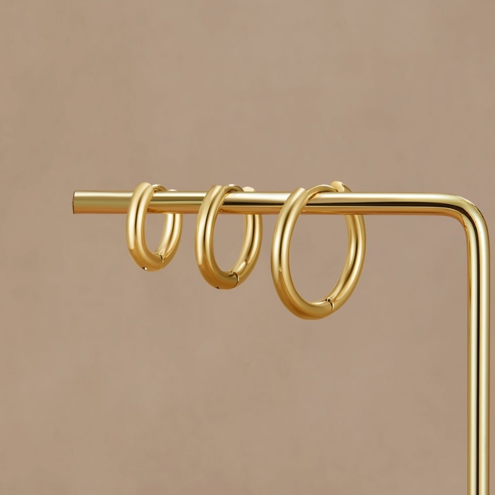 Emma - Set of Three Mini Gold Hoop Earrings