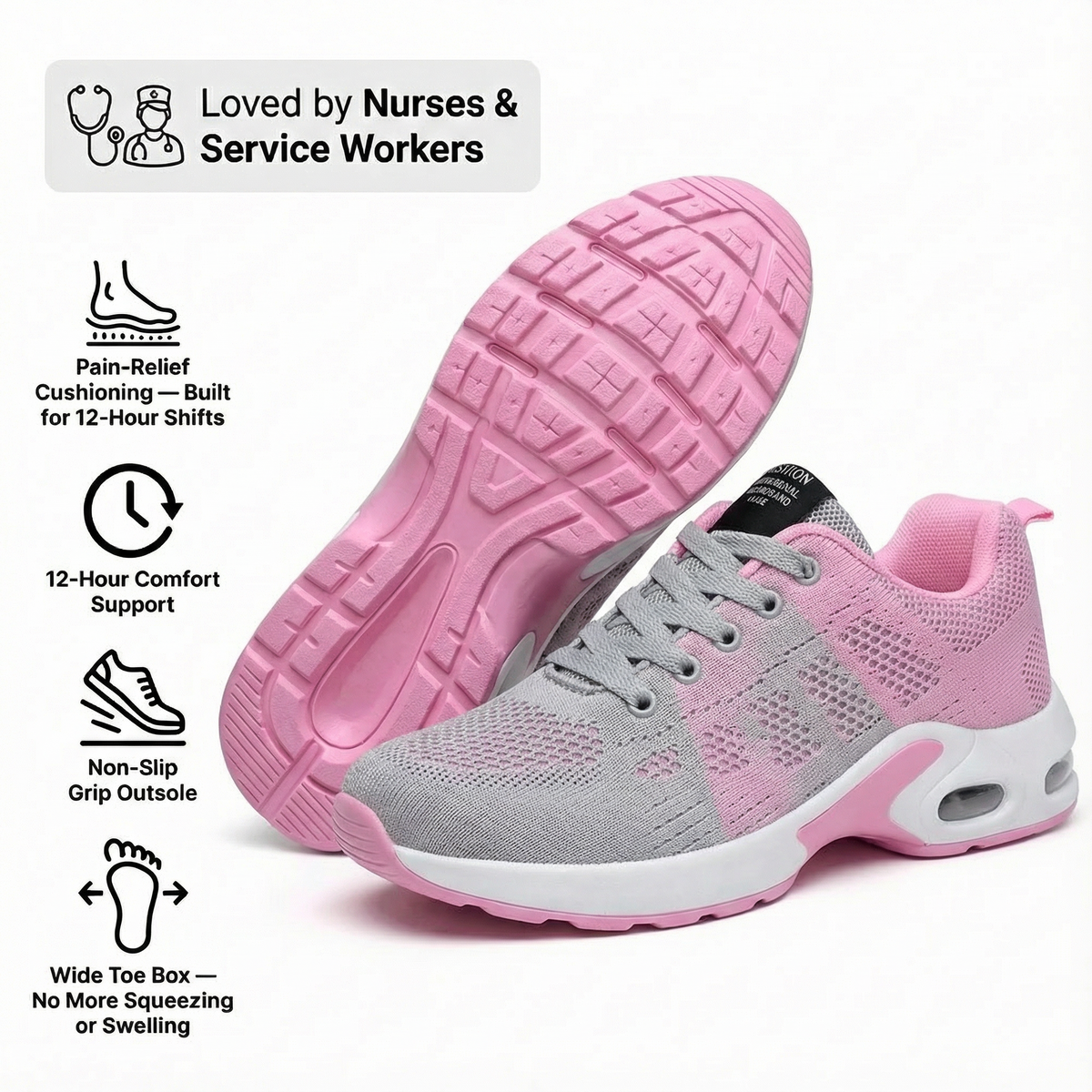 Pink & Grey All-Day Comfort Shoes