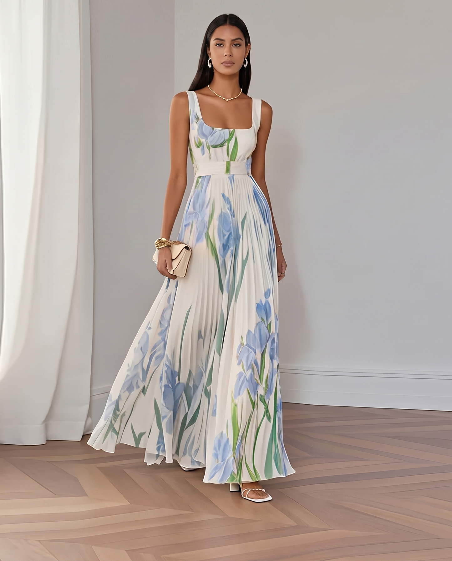 Sophie - A-Line Floral Print Maxi Dress