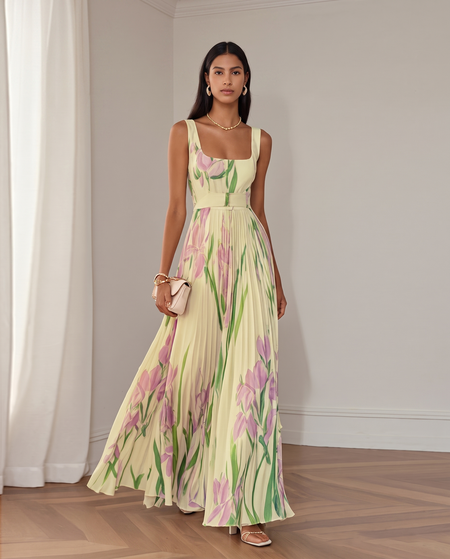 Sophie - A-Line Floral Print Maxi Dress