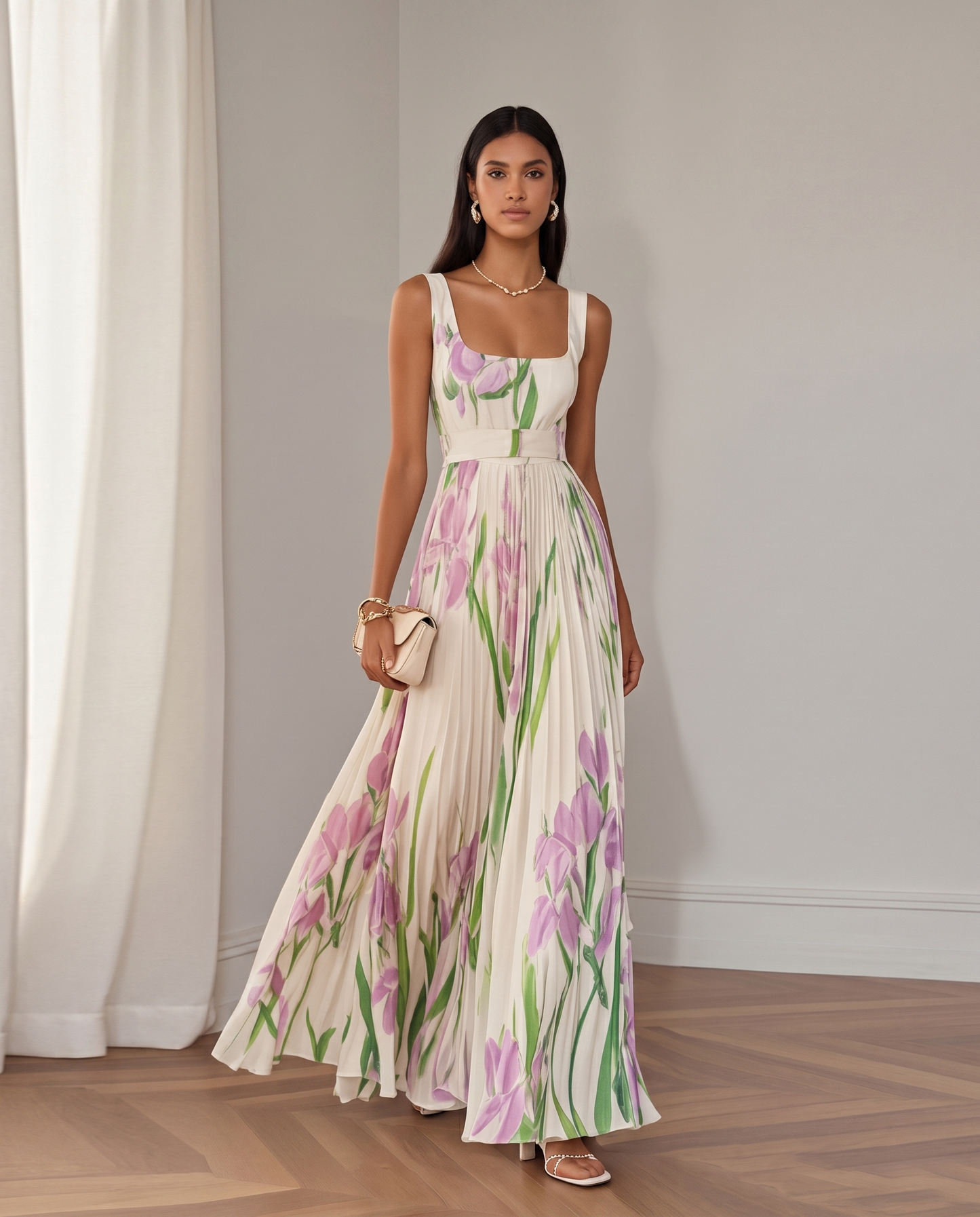 Sophie - A-Line Floral Print Maxi Dress