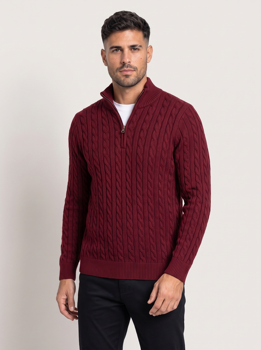 Declan | Cable-Knit Half-Zip Sweater - view 2