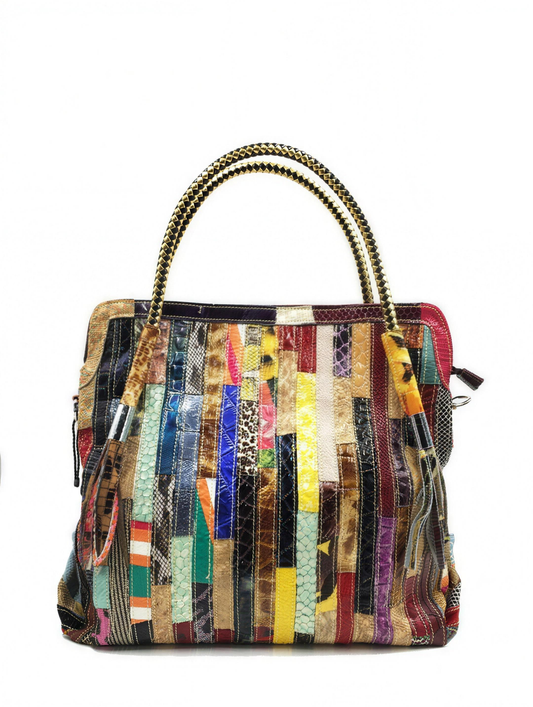 Willow western-style colourful patchwork leather handbag