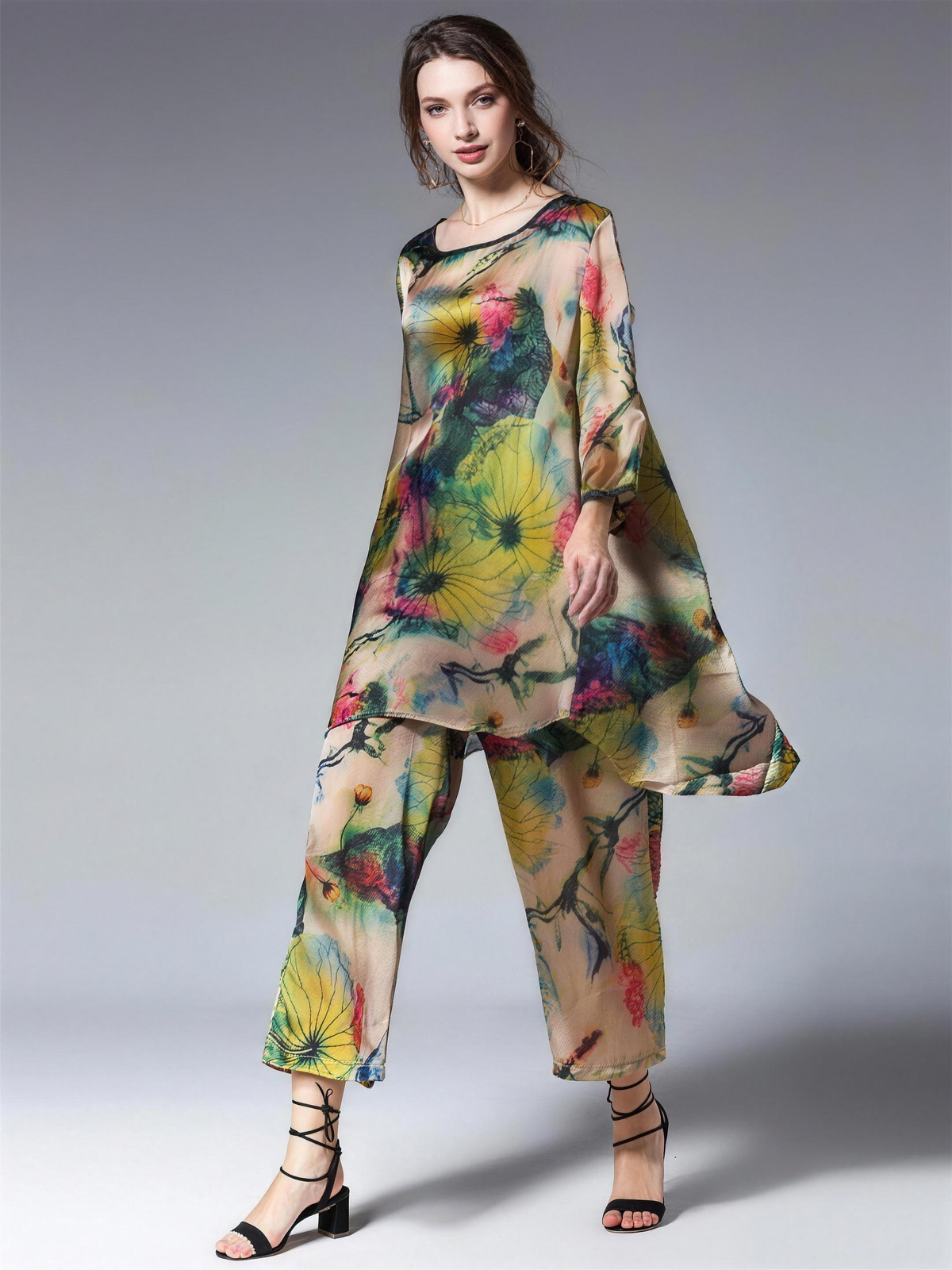 Coralie loose floral shirt and wide-leg pants set