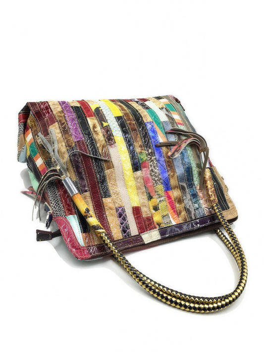 Willow western-style colourful patchwork leather handbag