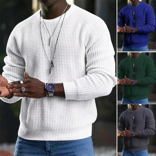 Men's Classic Long Sleeve Crewneck Sweater with Ribbed Edge