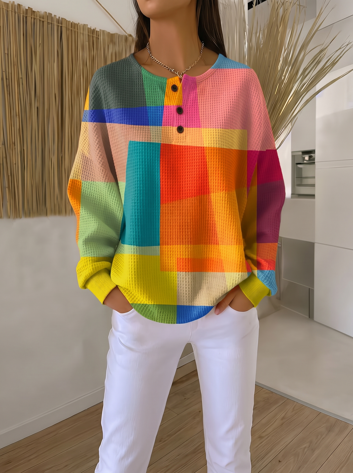 Fern - Layered Waffle Sweater