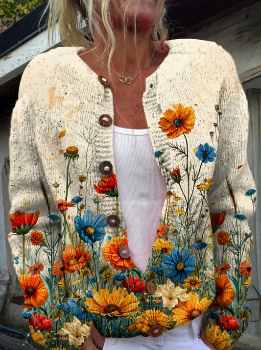 Maëlle - Vintage Floral Print Cardigan