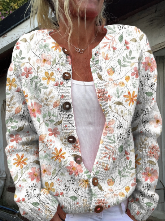 Greta - Vintage Floral Knit Cardigan