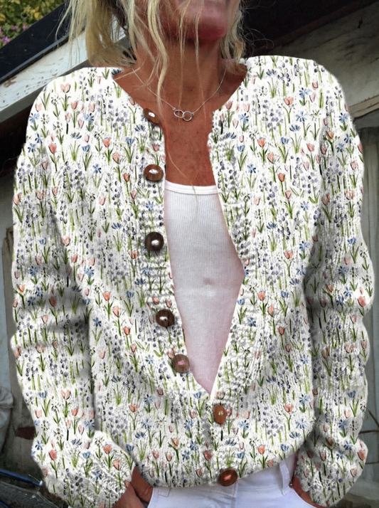 Noémie - Vintage Floral Knit Cardigan