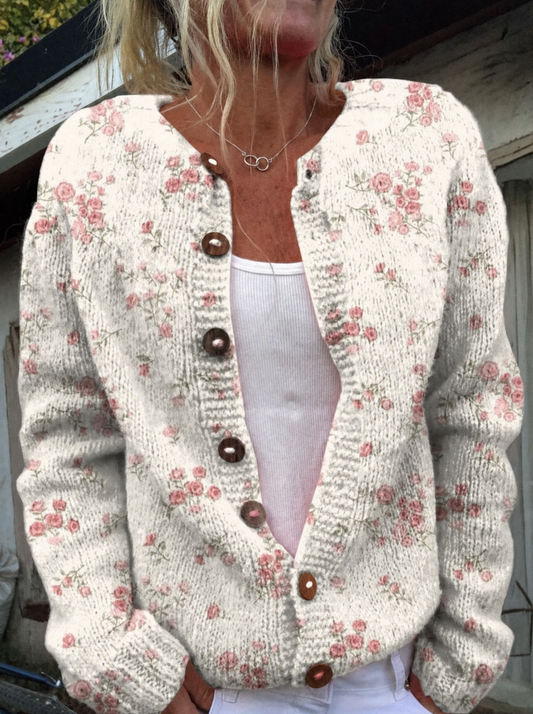 Aurélie - Vintage Floral Knit Cardigan
