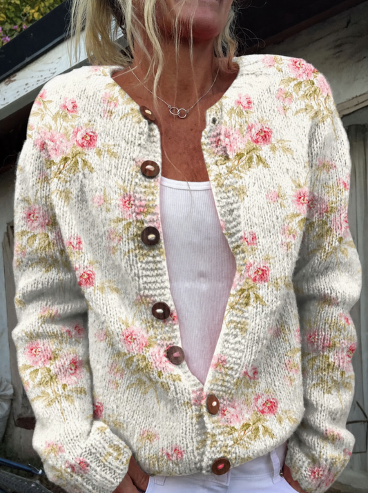 Clémence - Vintage Floral Knit Cardigan
