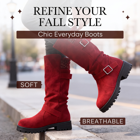 Kelsey - Slouchy Buckle Mid-Calf Boots