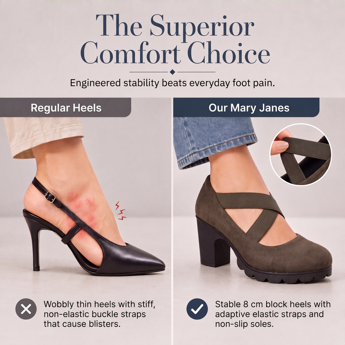 Jacqueline - Crisscross Strap Mary Jane Heels