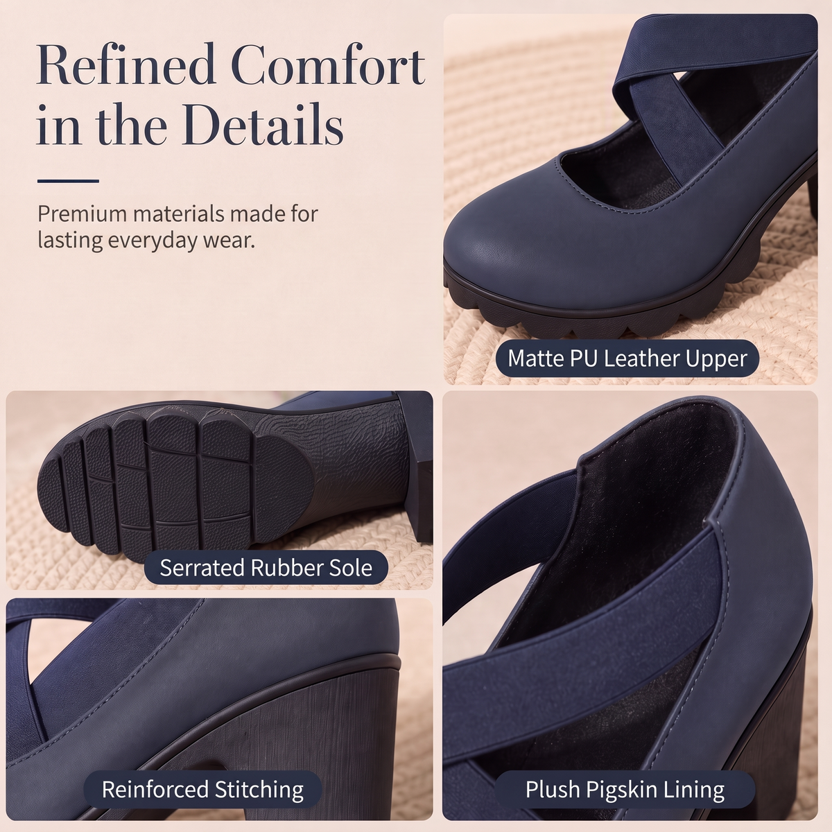 Jacqueline - Crisscross Strap Mary Jane Heels