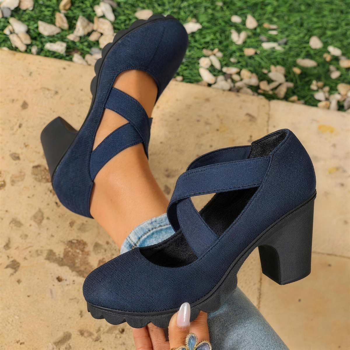 Jacqueline - Crisscross Strap Mary Jane Heels