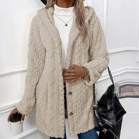 Renee - Hooded Textured Fleece Jacket