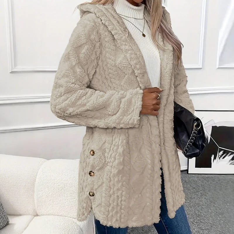 Renee - Hooded Textured Fleece Jacket