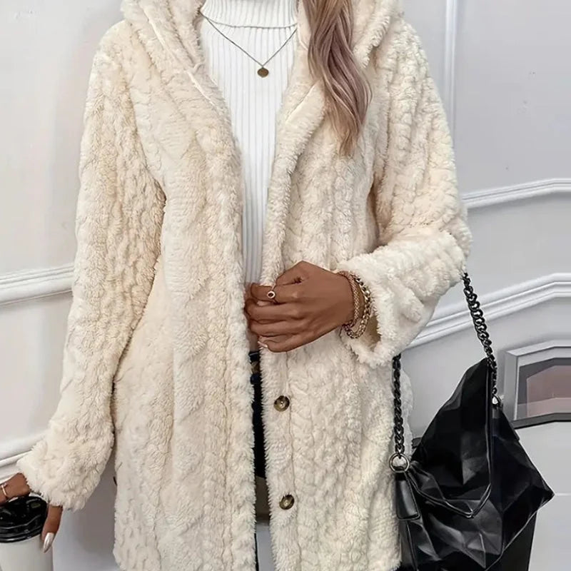 Renee - Hooded Textured Fleece Jacket