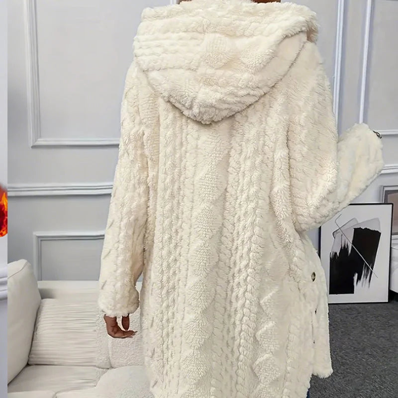 Renee - Hooded Textured Fleece Jacket