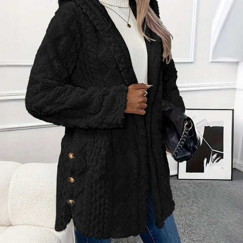 Renee - Hooded Textured Fleece Jacket