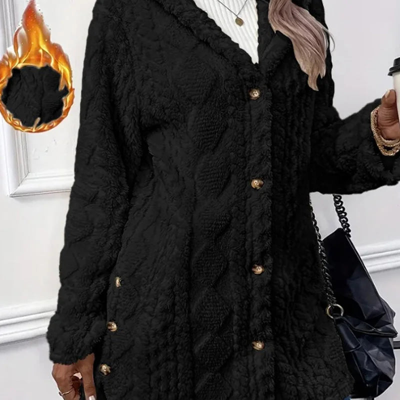 Renee - Hooded Textured Fleece Jacket