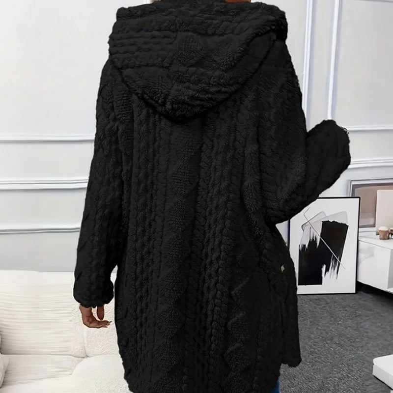 Renee - Hooded Textured Fleece Jacket