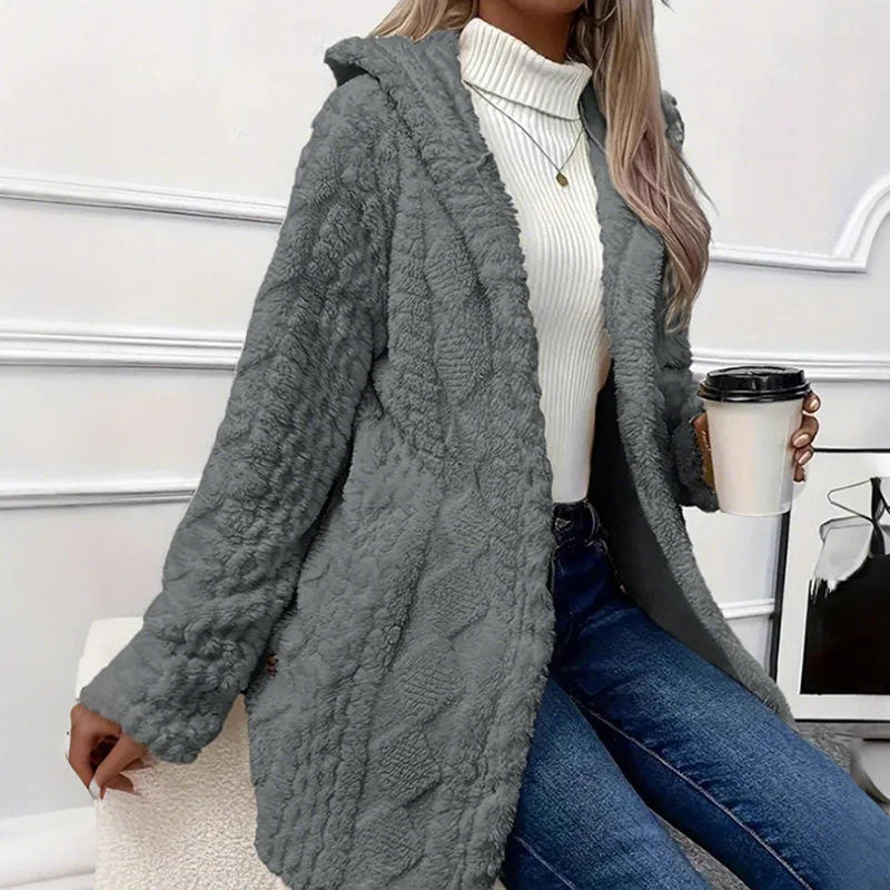 Renee - Hooded Textured Fleece Jacket