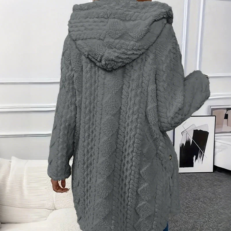 Renee - Hooded Textured Fleece Jacket