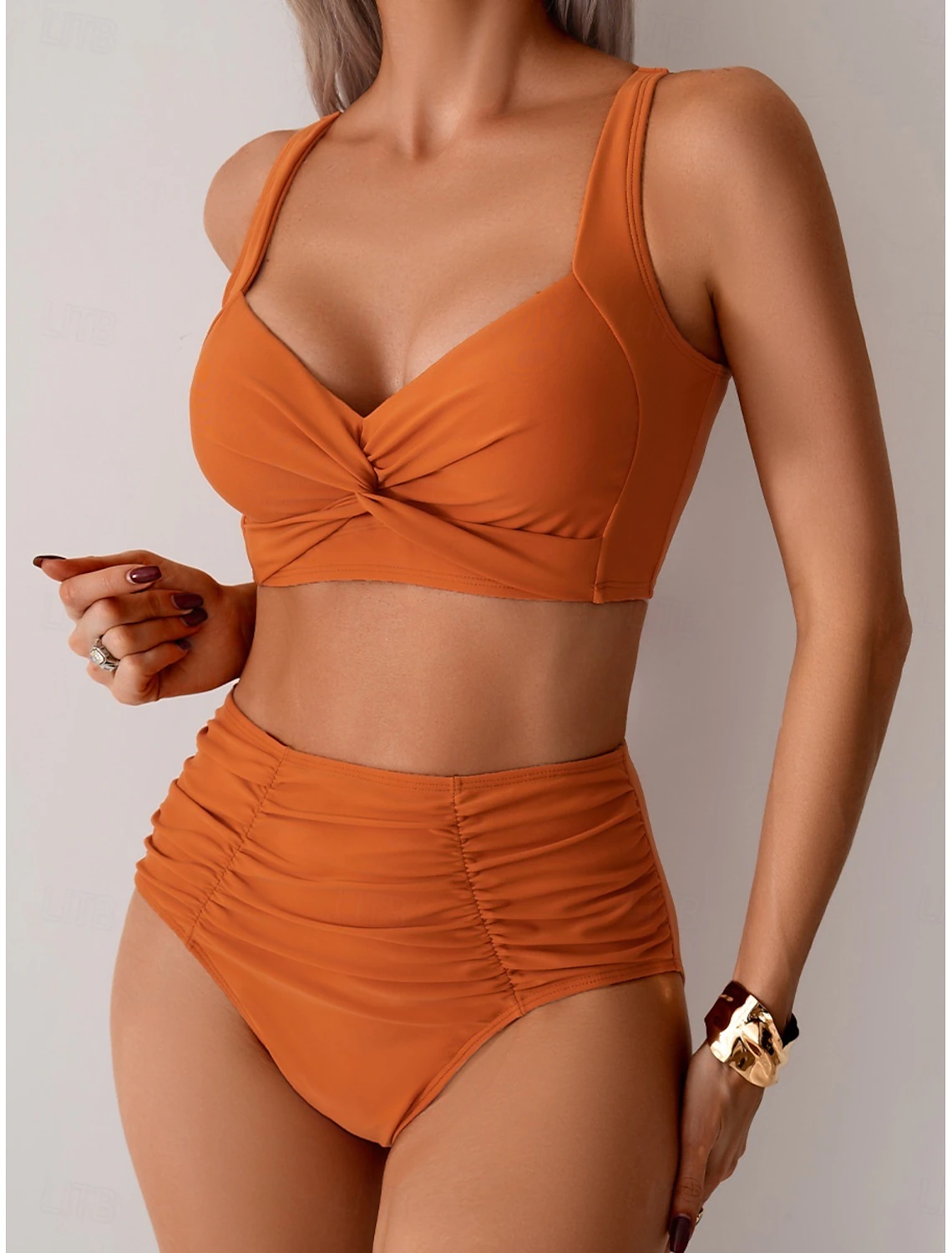 Maya | Pleated High-Waist Bikini Set - view 19