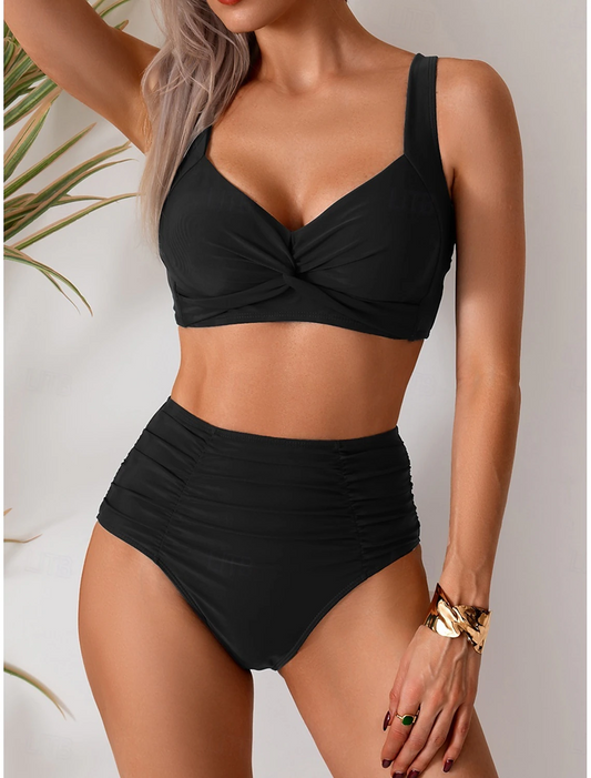 Maya | Pleated High-Waist Bikini Set