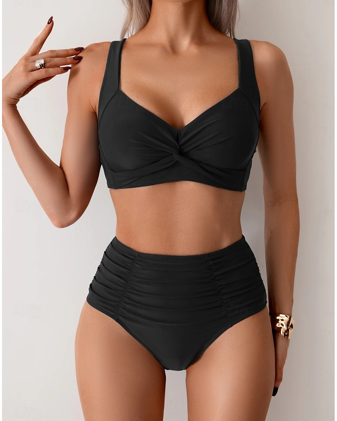Maya | Pleated High-Waist Bikini Set - view 18