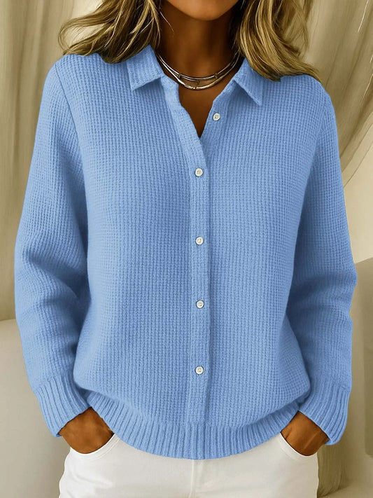 Beth buttoned knit cardigan worn as an everyday layer