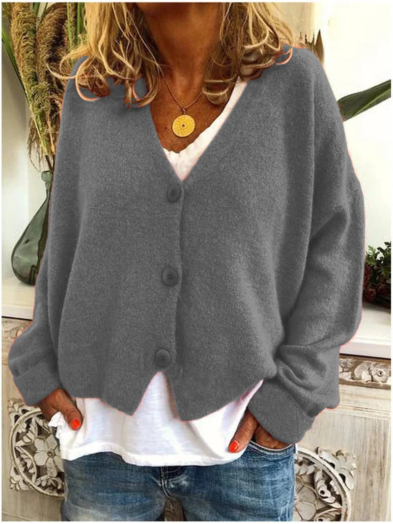 Belinda cozy knit cardigan worn as a warm layer