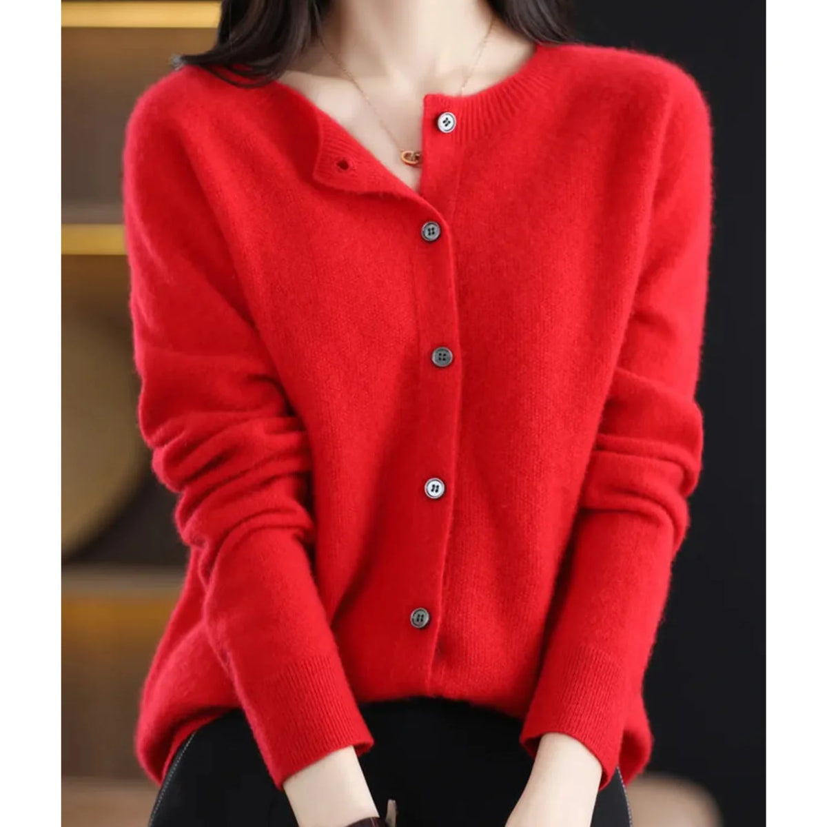 Charlene merino wool cardigan styled for work or casual