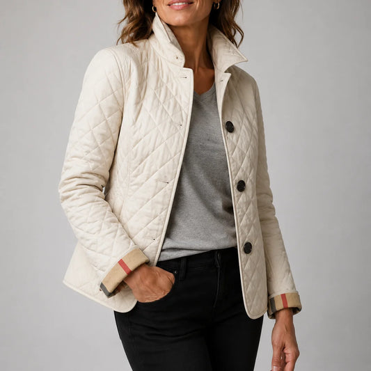 Kelley lightweight quilted jacket worn with jeans