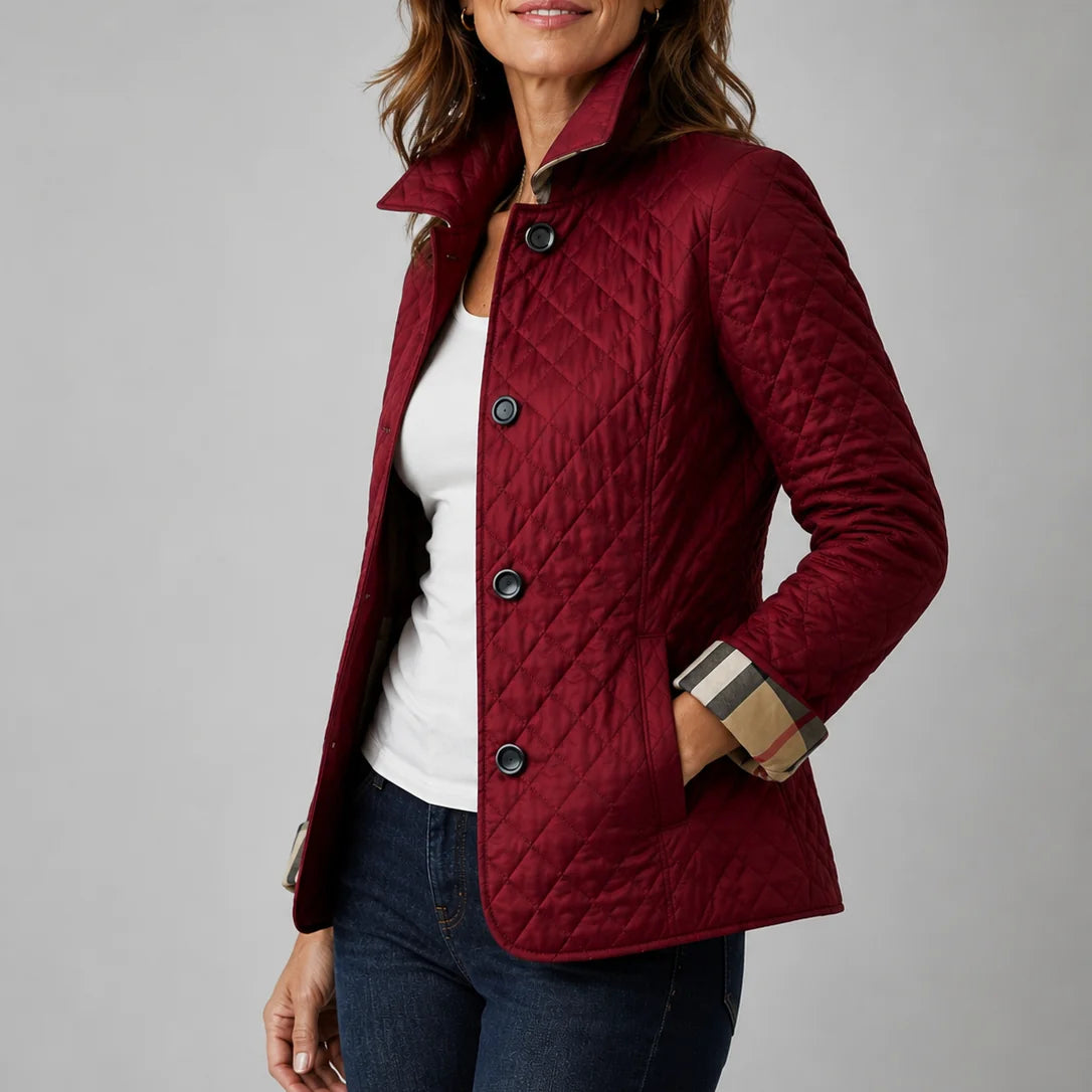 Kelley lightweight quilted jacket worn with jeans