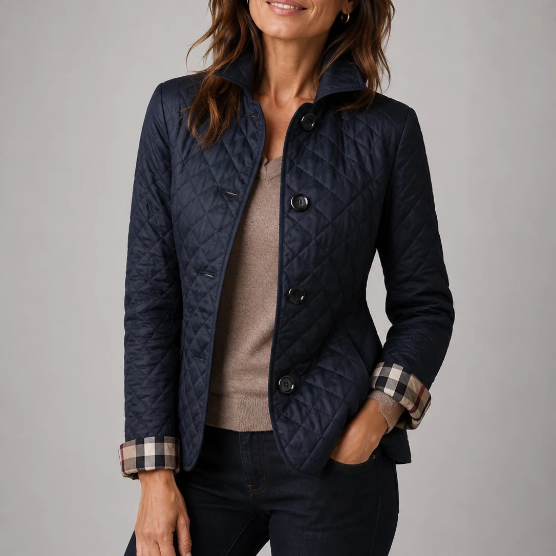 Kelley lightweight quilted jacket worn with jeans