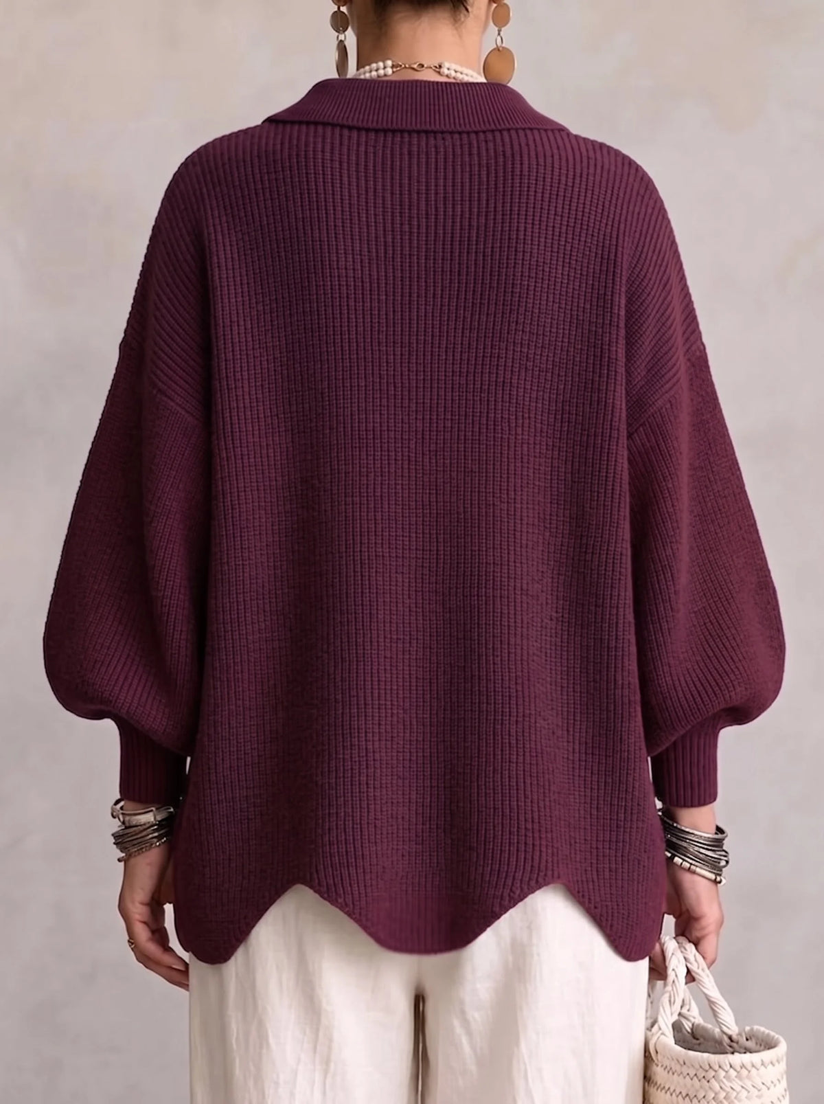 Elowen oversized collared cardigan worn relaxed
