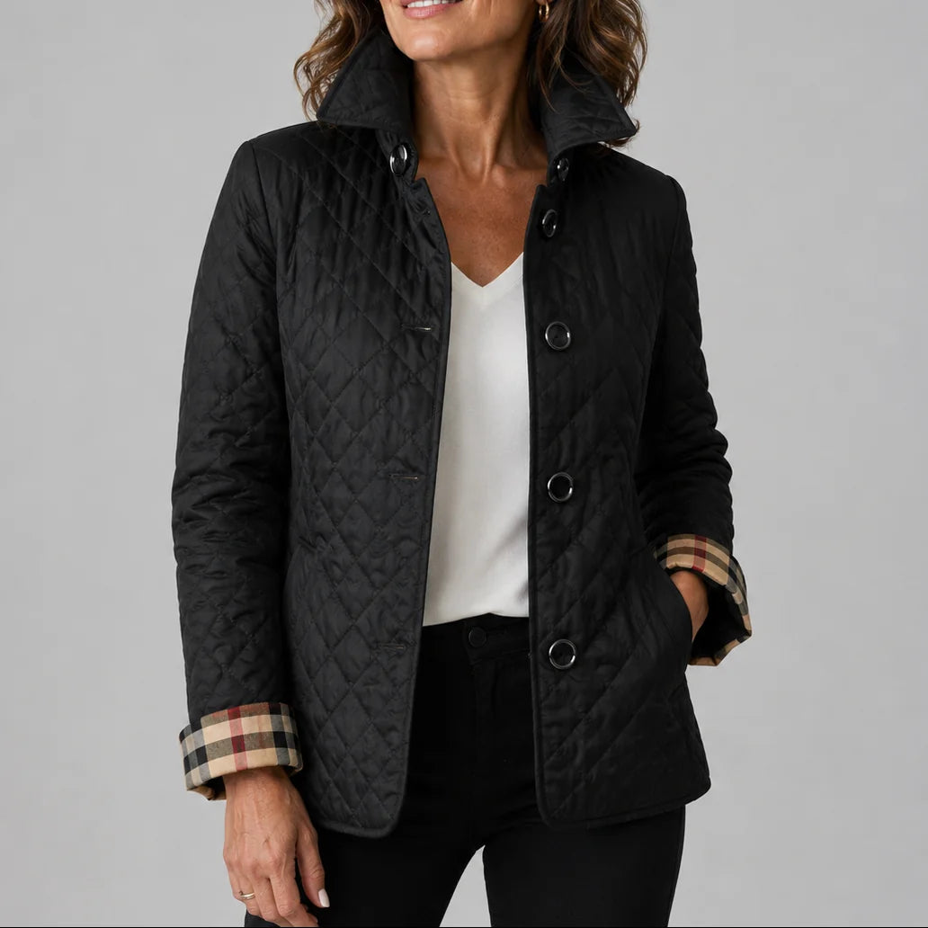 Kelley lightweight quilted jacket worn with jeans