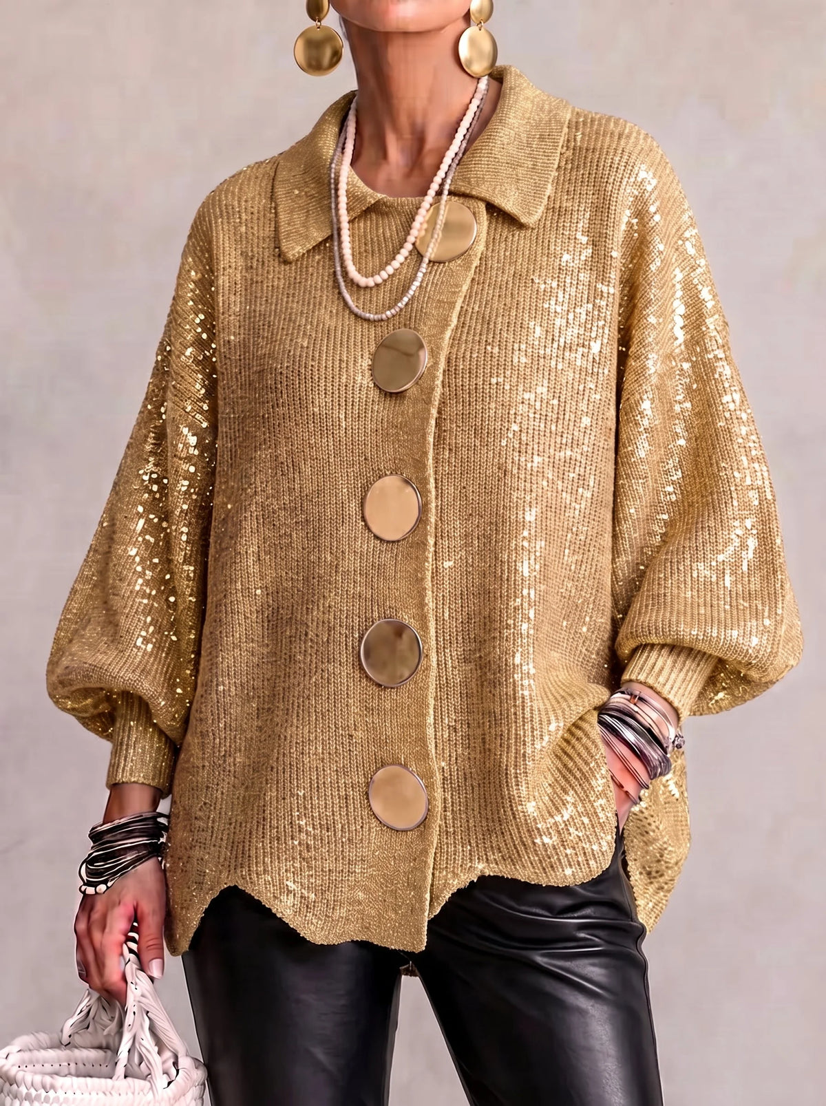 Elowen oversized collared cardigan worn relaxed