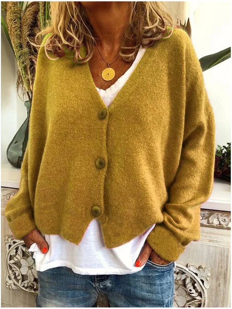 Belinda cozy knit cardigan worn as a warm layer