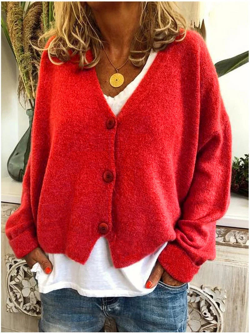 Belinda cozy knit cardigan worn as a warm layer