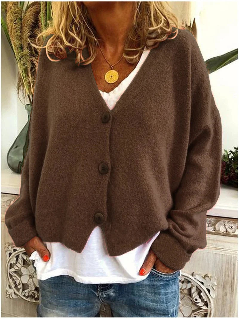 Belinda cozy knit cardigan worn as a warm layer